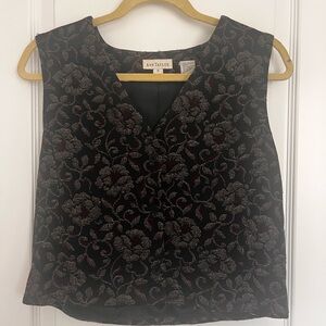 Ann Taylor black‎ floral jacquard sleeveless vest size 6